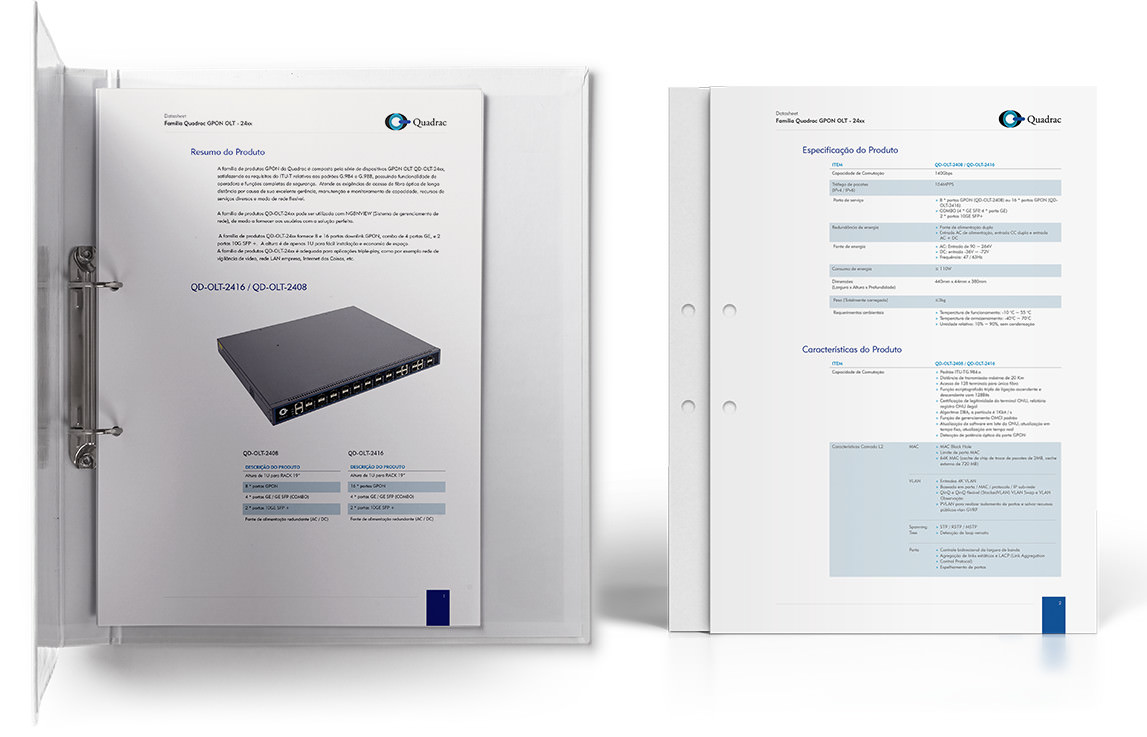 Datasheets de Produtos Quadrac | Agência Pulse - Branding e Comunicação