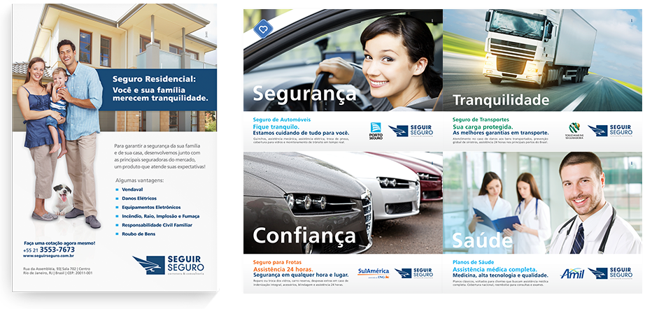 Seguir Seguro | Criação e design de folders para apresentação | Seguros e Serviços